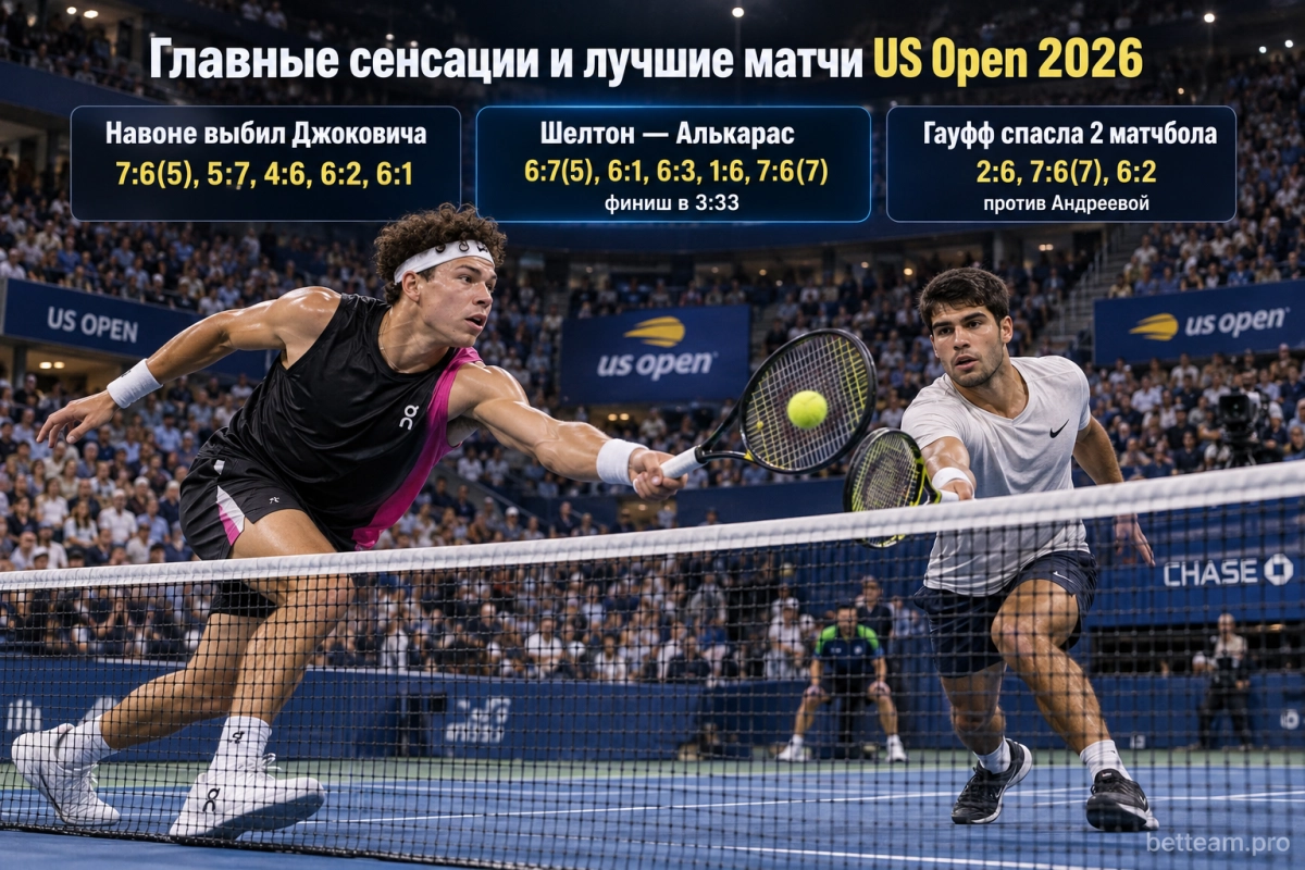 Главные сенсации и лучшие матчи US Open 2026