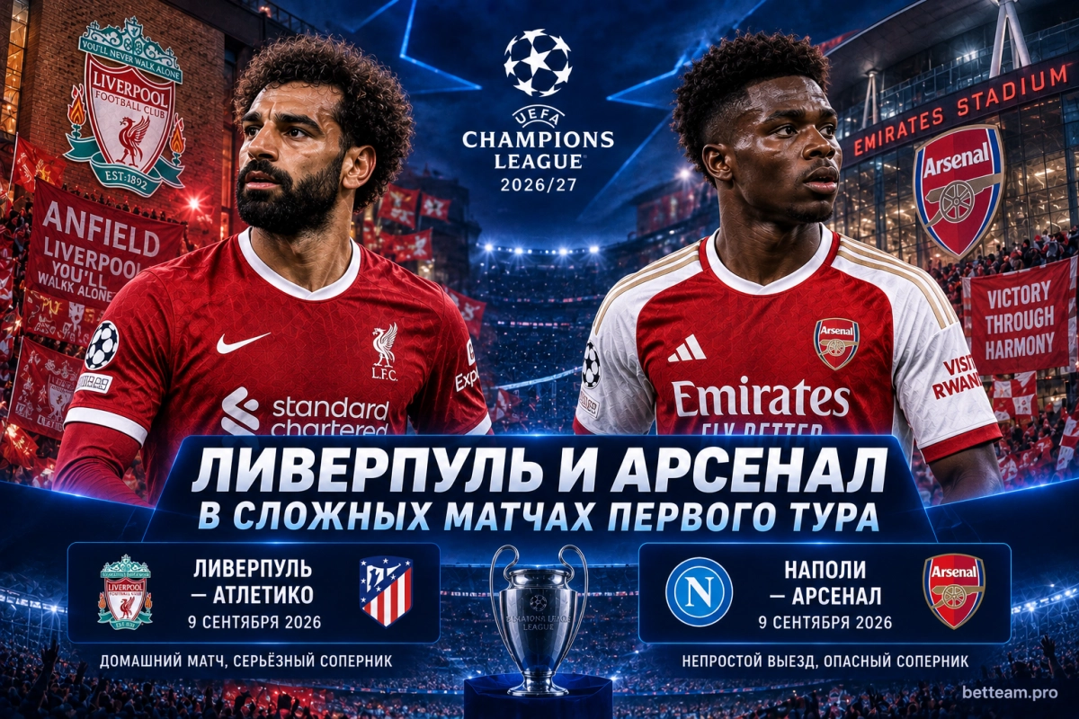 Ливерпуль и Арсенал в сложных матчах первого тура Лиги чемпионов