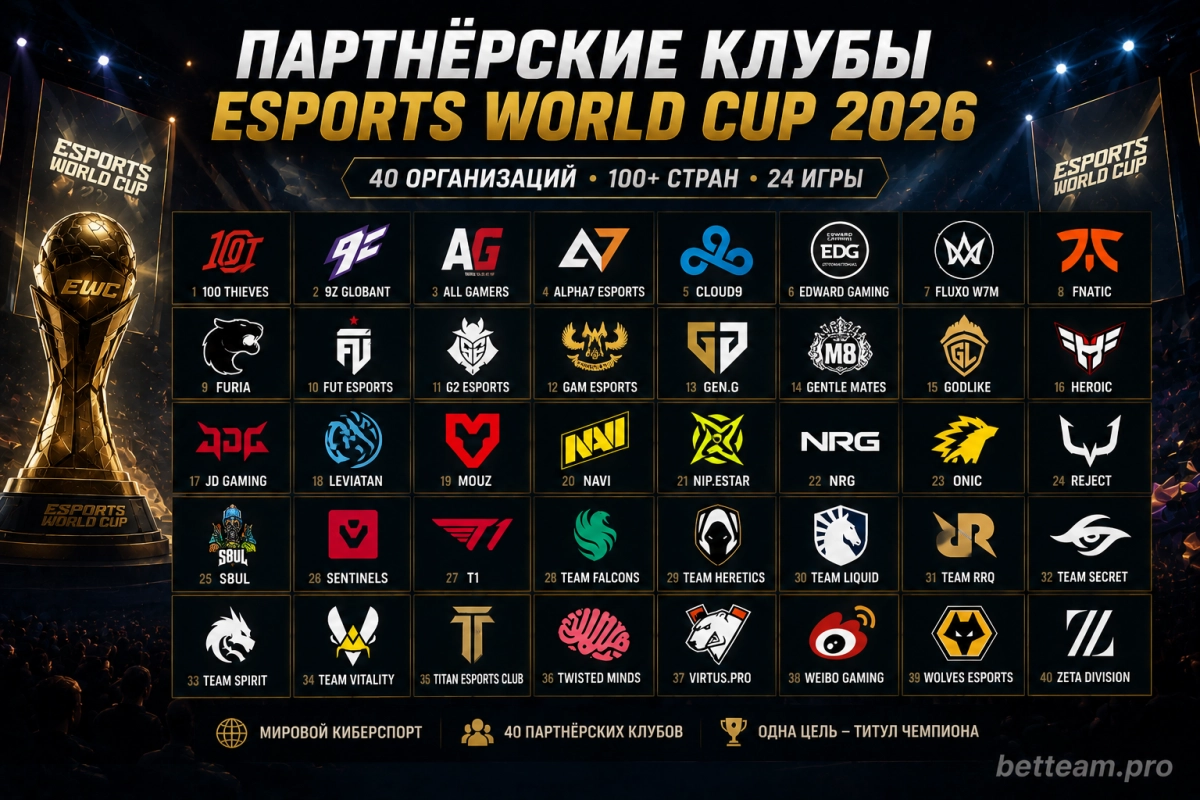 Партнёрские клубы Esports World Cup 2026