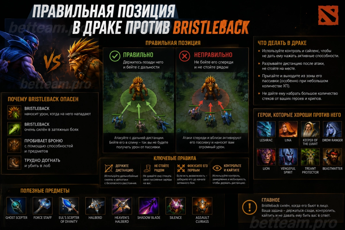 Правильная позиция в драке против Bristleback
