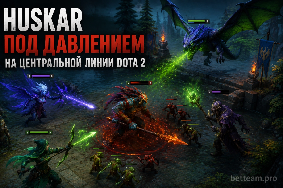 Huskar под давлением на центральной линии Dota 2