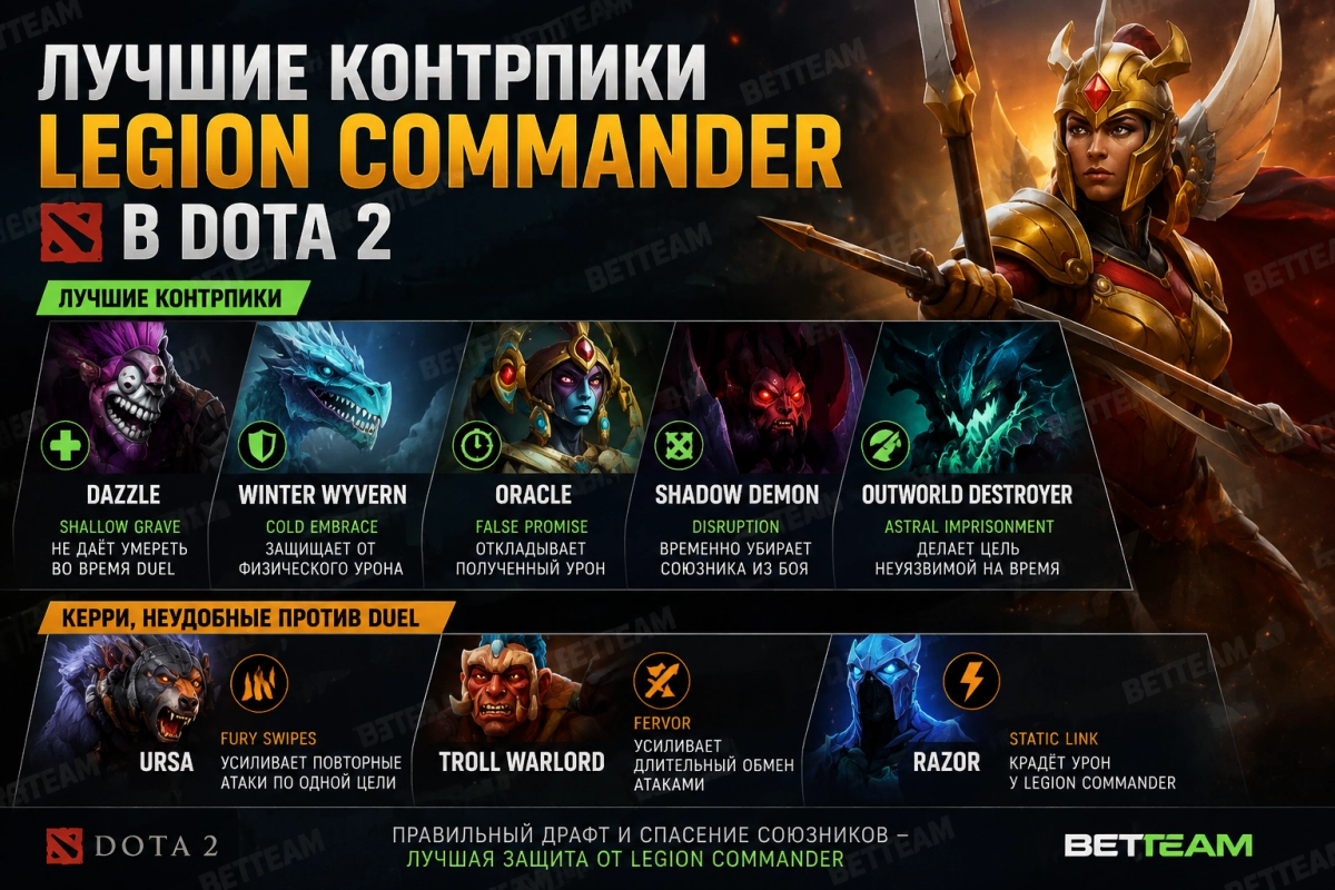Лучшие контрпики Legion Commander в Dota 2