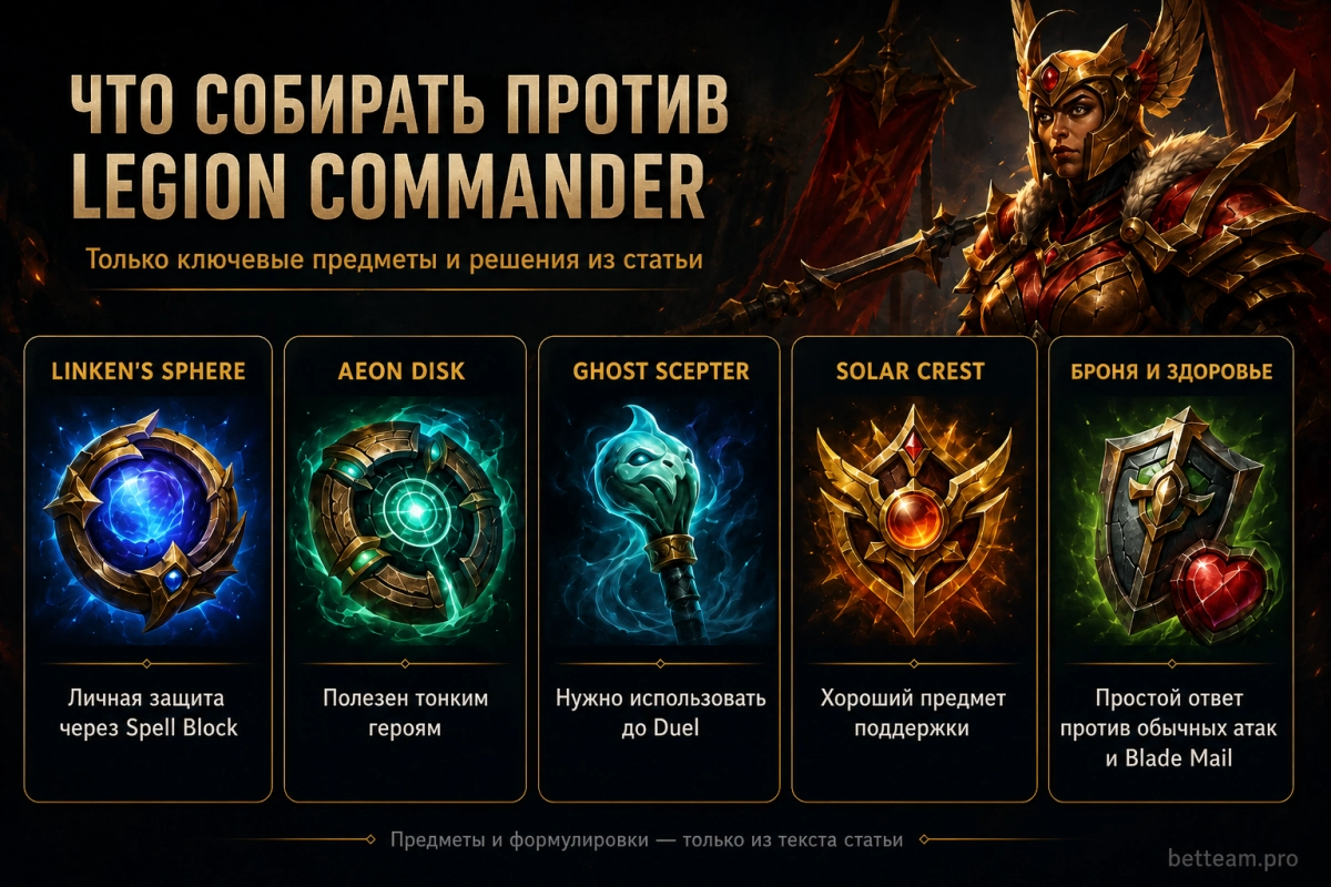 Что собирать против Legion Commander в Dota 2