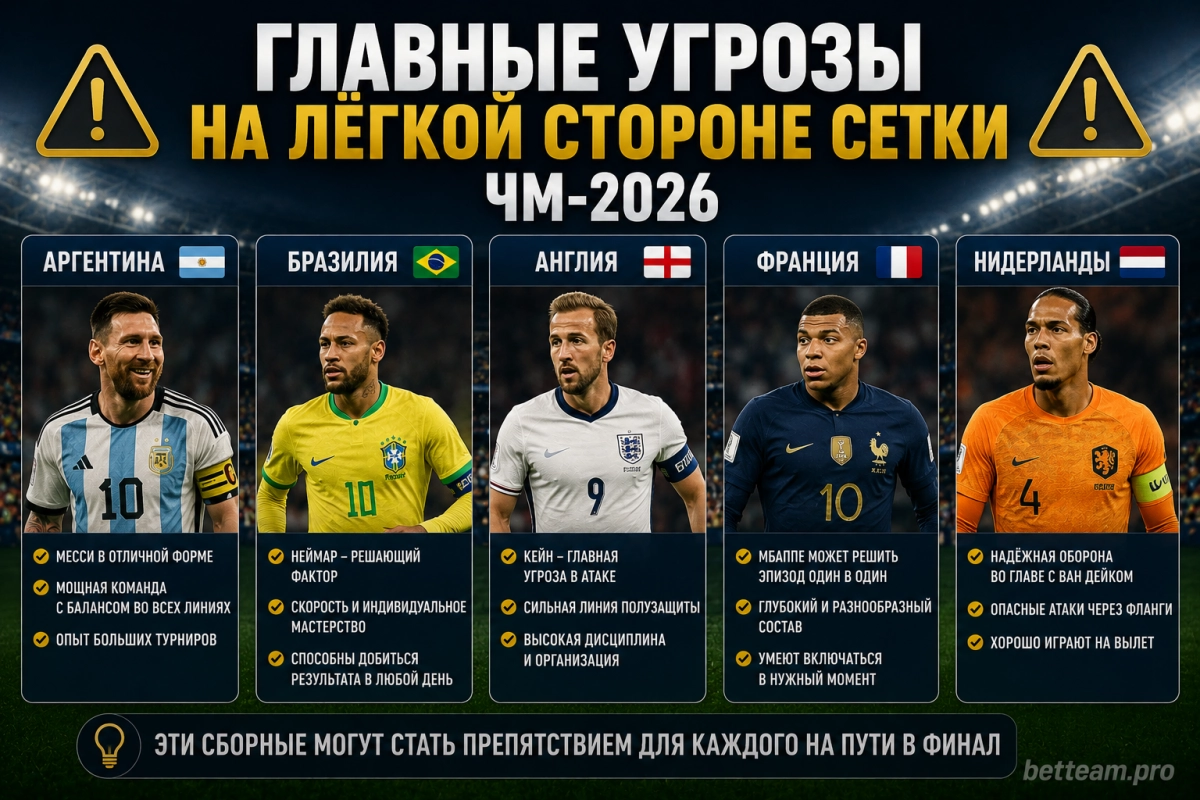 Главные угрозы на лёгкой стороне сетки ЧМ-2026