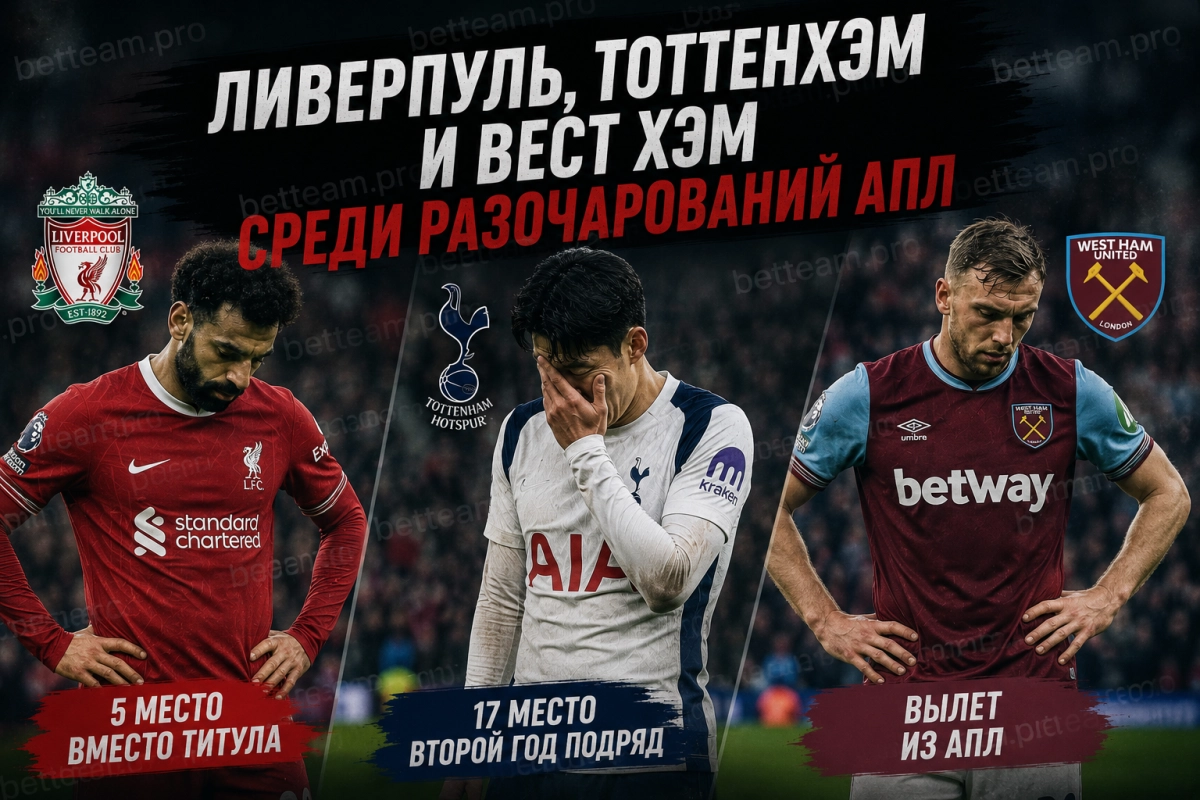 Ливерпуль Тоттенхэм и Вест Хэм среди разочарований АПЛ