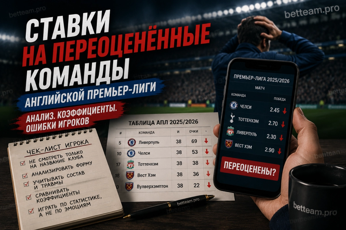 Ставки на переоценённые команды английской Премьер-лиги