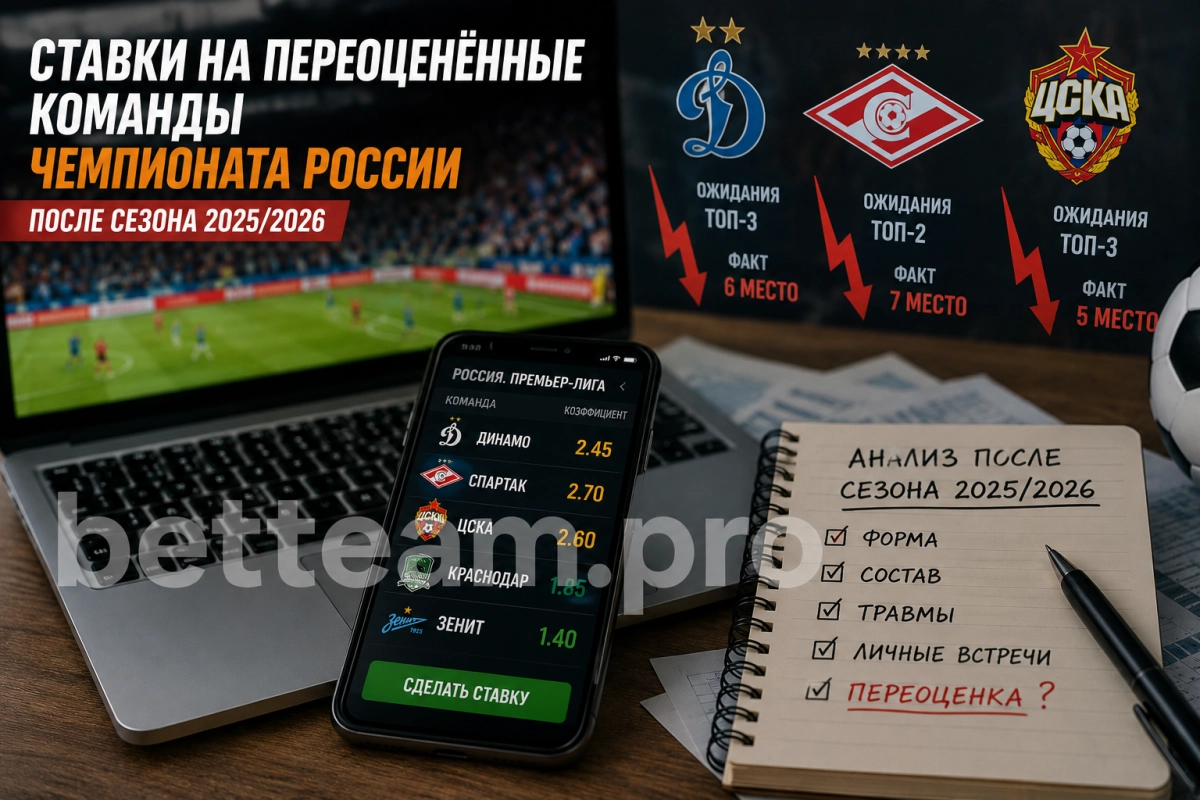 Ставки на переоценённые команды чемпионата России после сезона 2025/2026