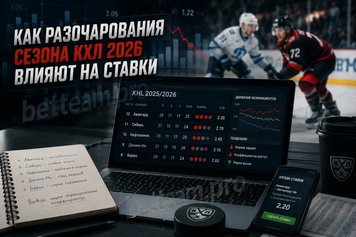 Как разочарования сезона КХЛ 2026 влияют на ставки