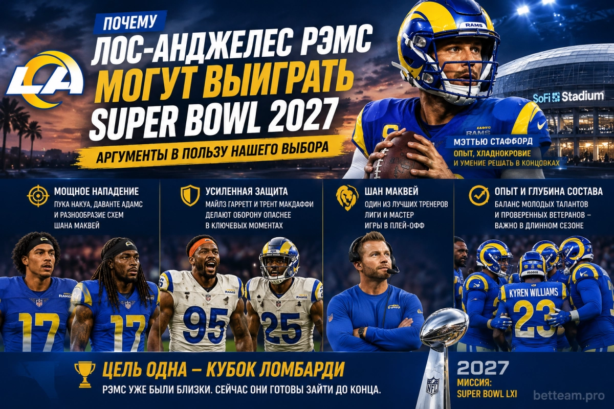 Почему Лос-Анджелес Рэмс могут выиграть Super Bowl 2027