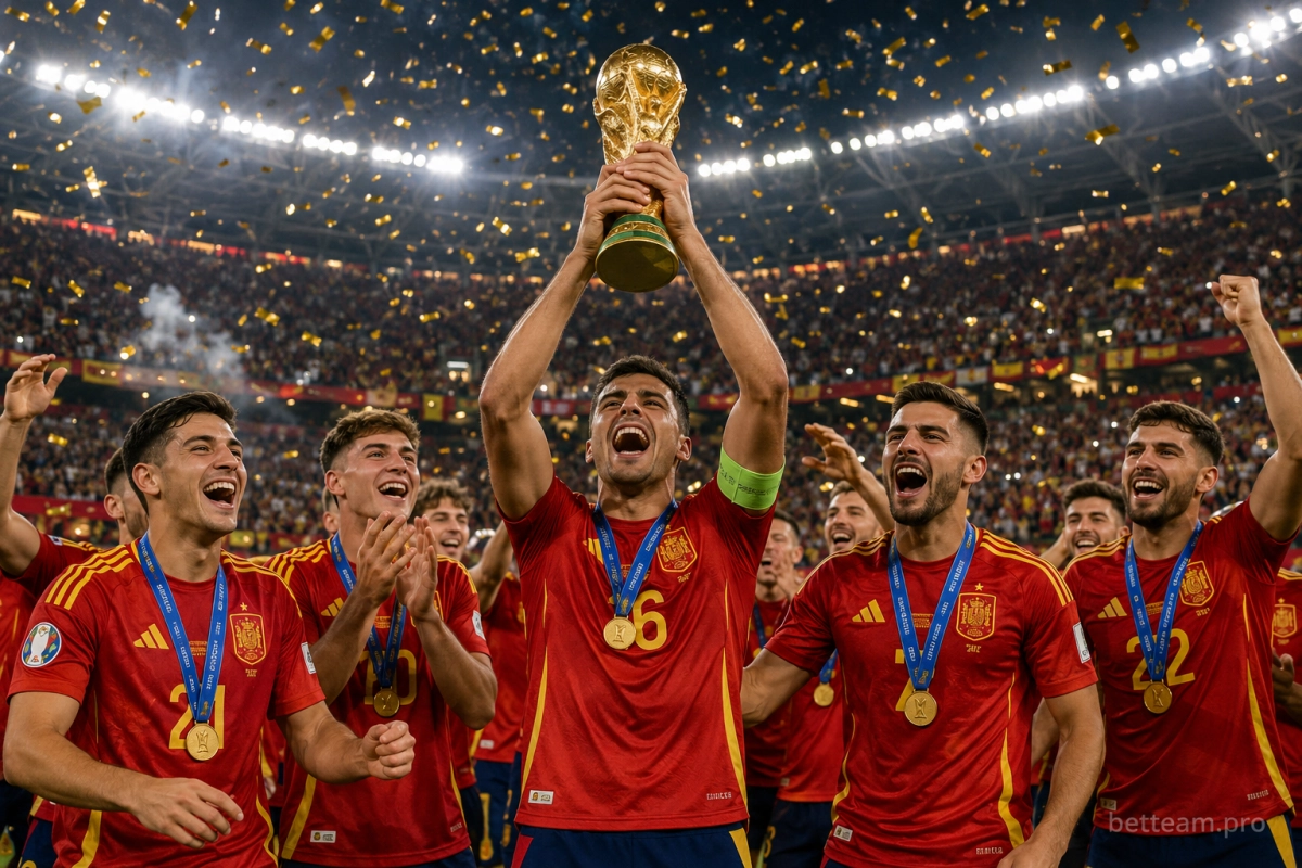 Испания с кубком чемпионов мира по футболу 2026
