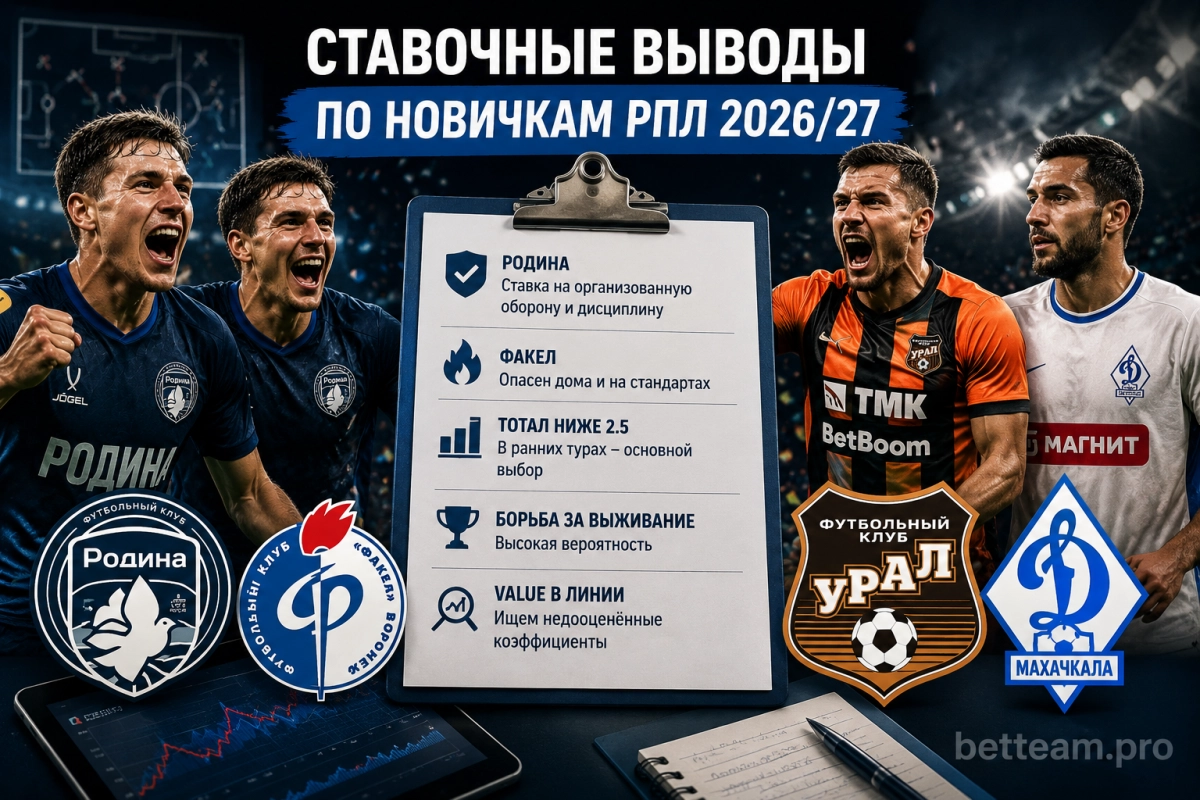 Ставочные выводы по новичкам РПЛ 2026/27