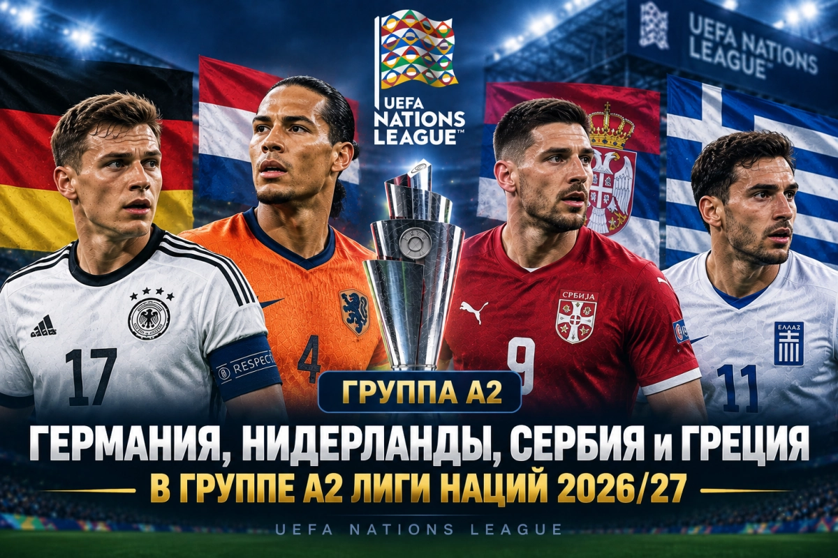 Германия, Нидерланды, Сербия и Греция в группе A2 Лиги наций 2026/27