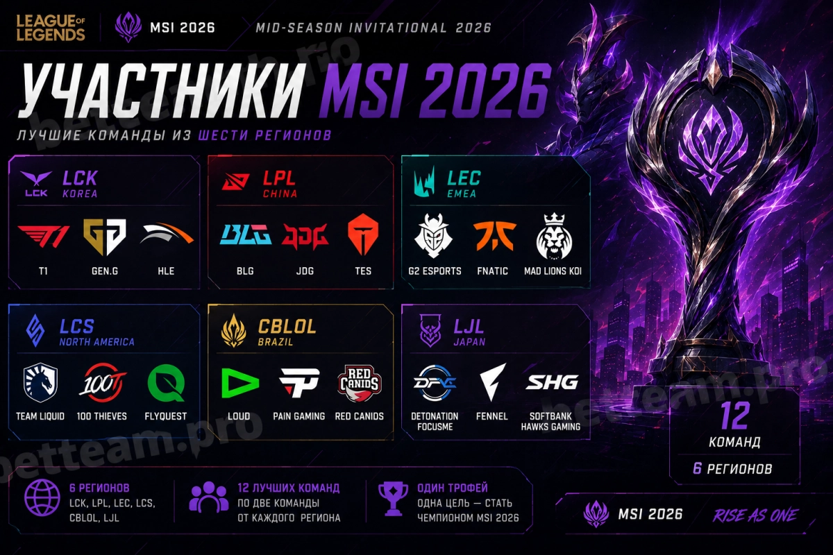 Участники MSI 2026 &mdash; команды из шести регионов