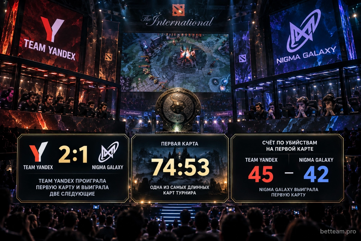 Team Yandex &mdash; Nigma Galaxy: серия 2:1 и карта продолжительностью 74:53 на TI 2026