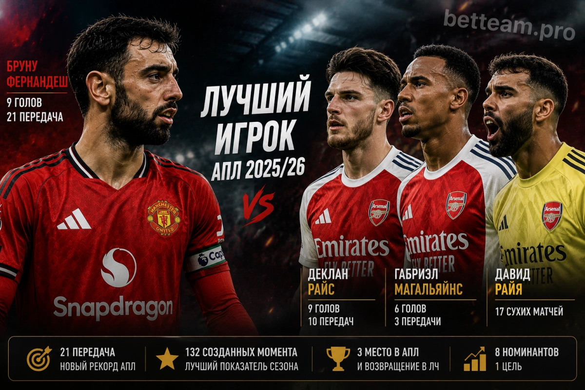 Фернандеш против игроков Арсенала в споре за лучшего игрока сезона