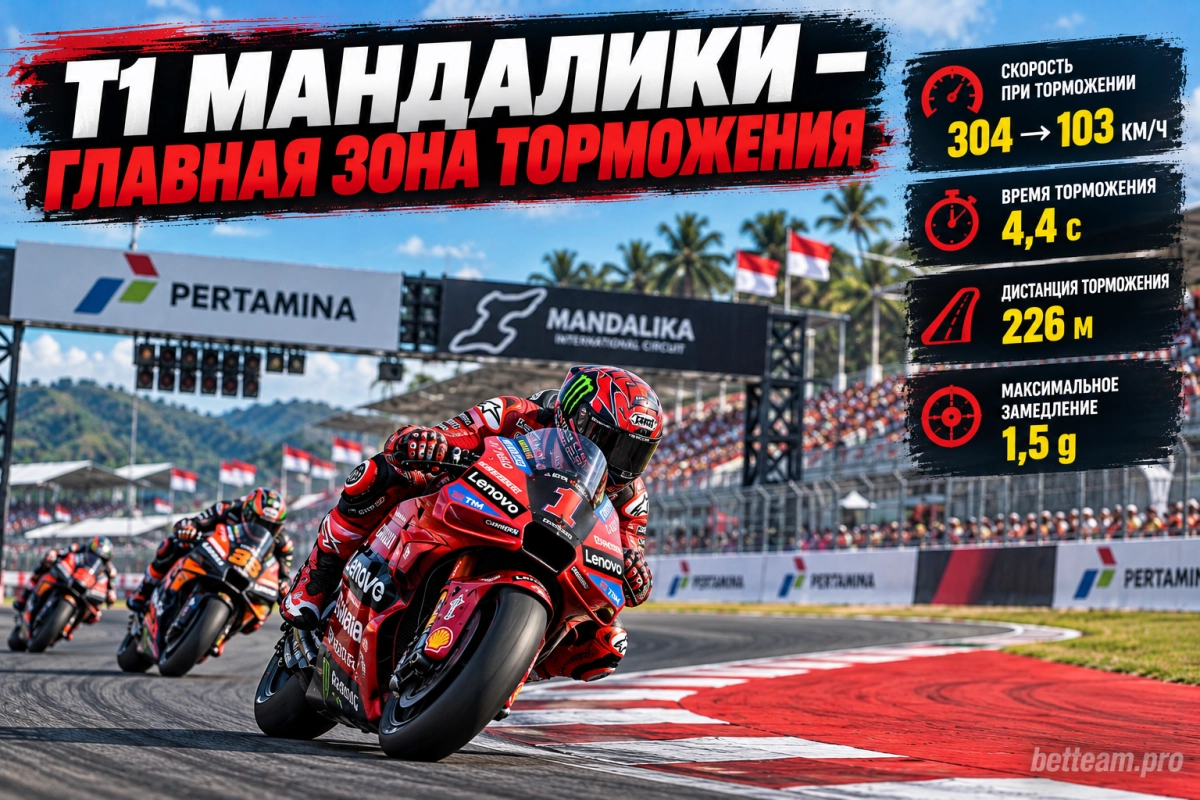 Первый поворот Мандалики &mdash; главная зона торможения MotoGP