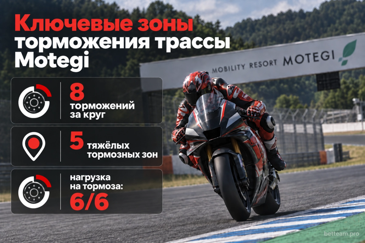 Ключевые зоны торможения трассы Motegi