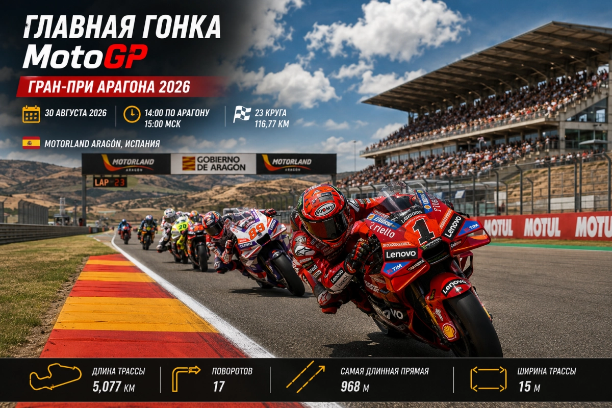 Главная гонка MotoGP на трассе Моторленд Арагон