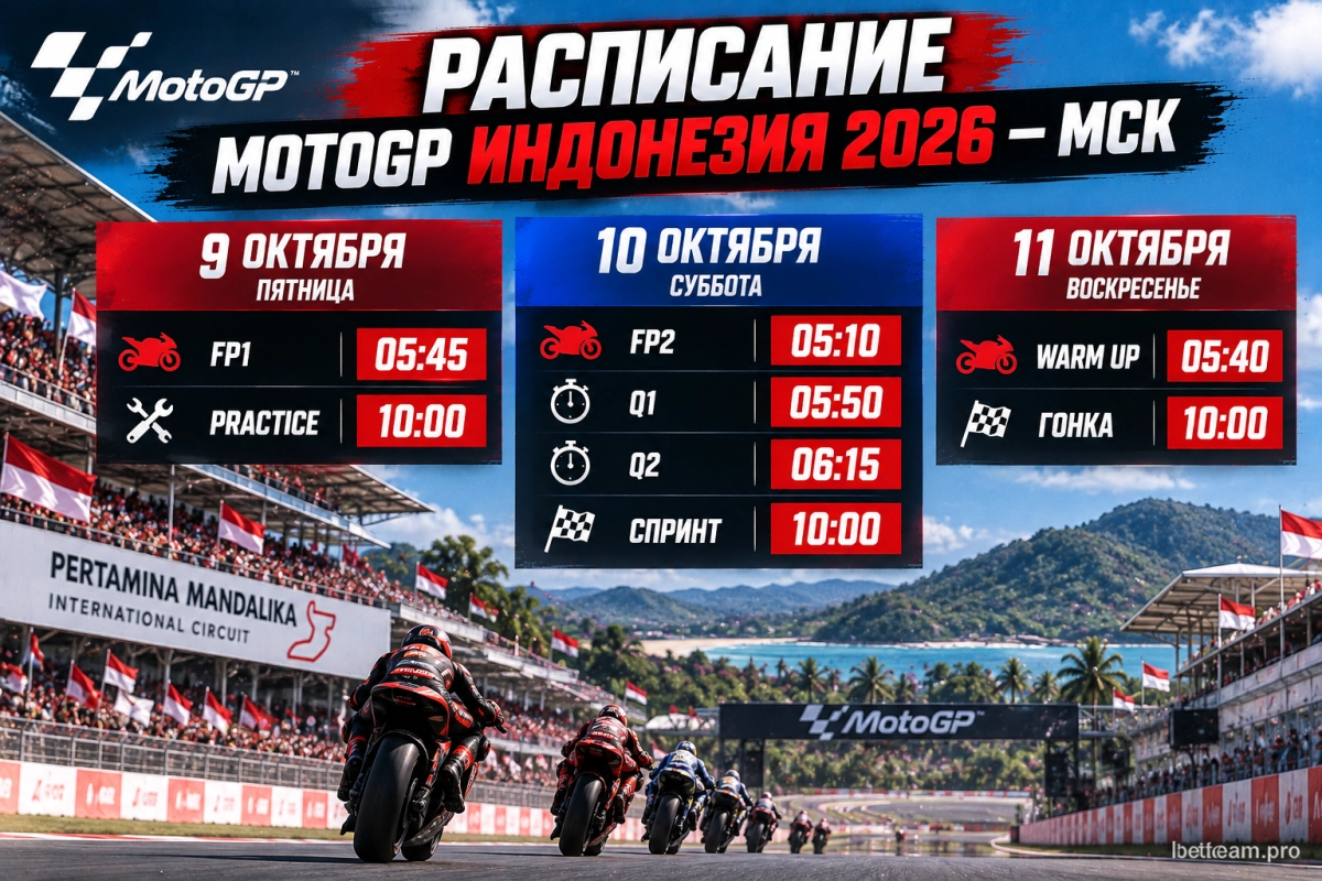 Расписание MotoGP Индонезия 2026 по московскому времени