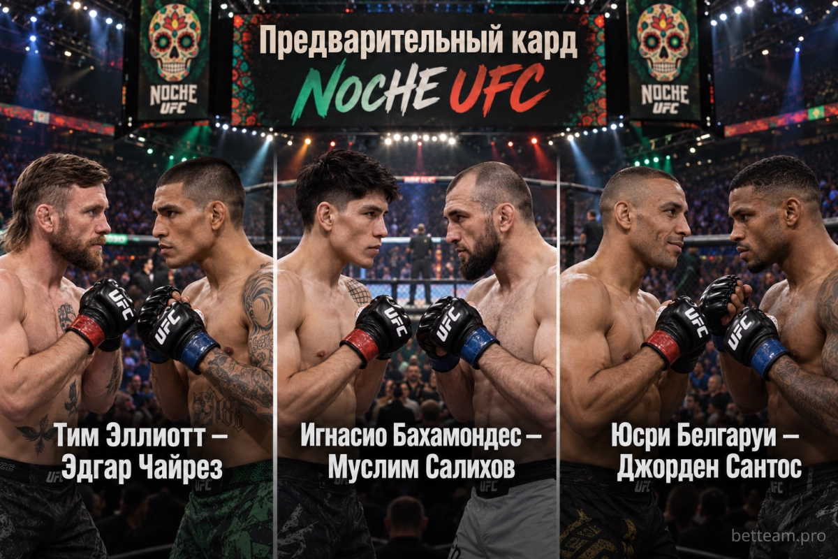 Предварительный кард Noche UFC 2026: Эллиотт, Салихов и Белгаруи