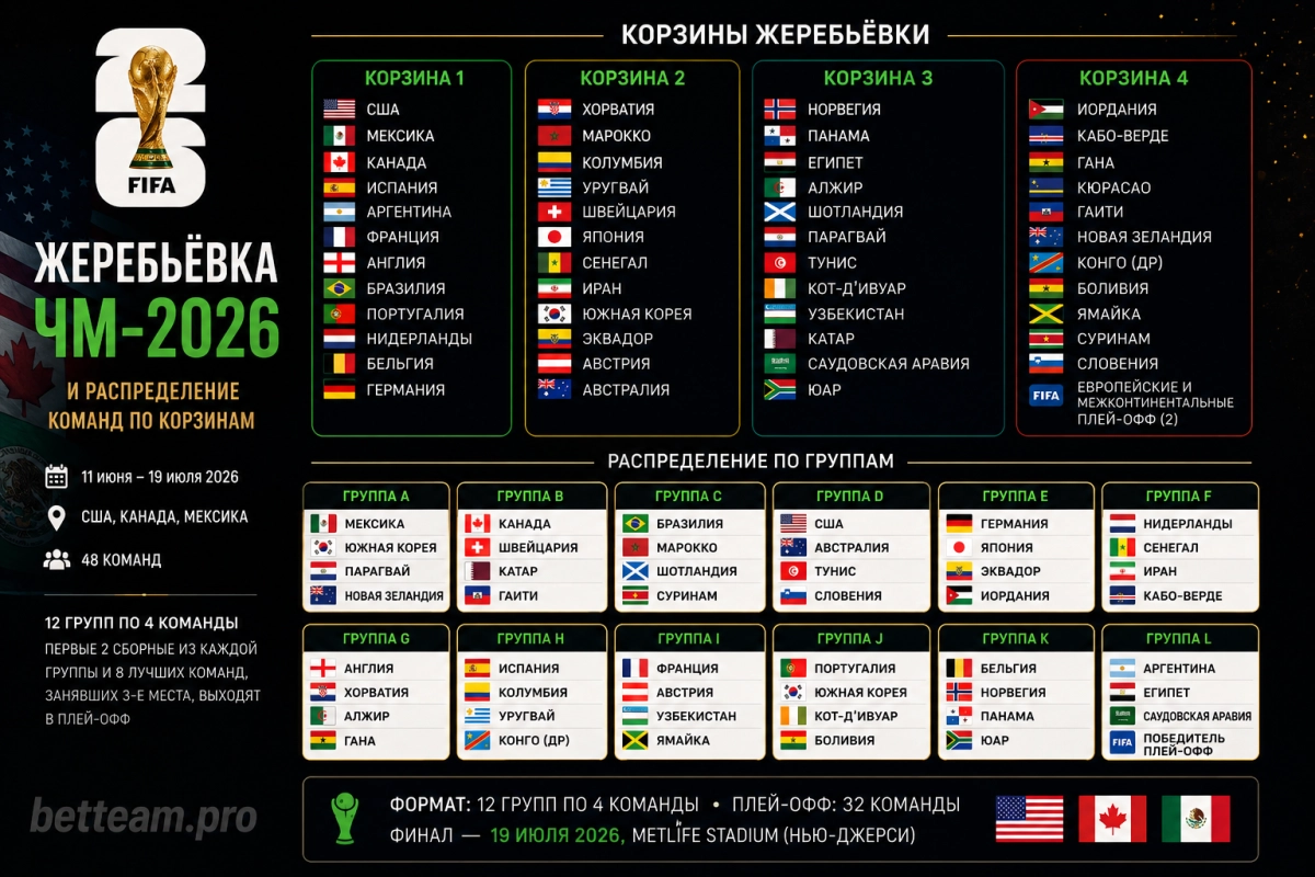 Жеребьёвка ЧМ-2026 и распределение команд по корзинам