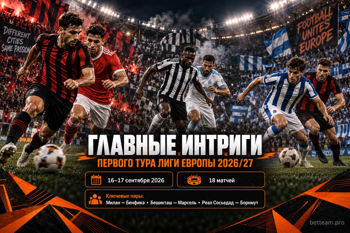 Главные интриги первого тура Лиги Европы 2026/27
