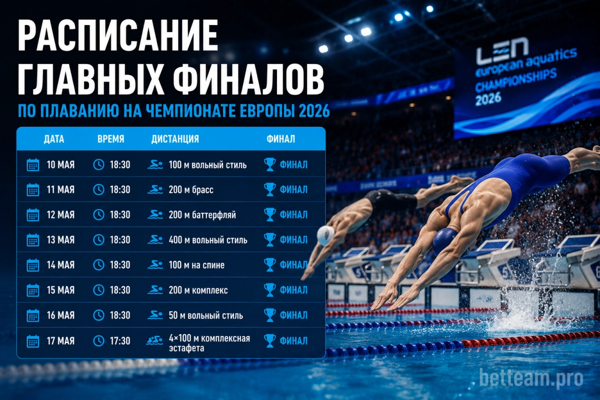 Расписание главных финалов по плаванию на чемпионате Европы 2026