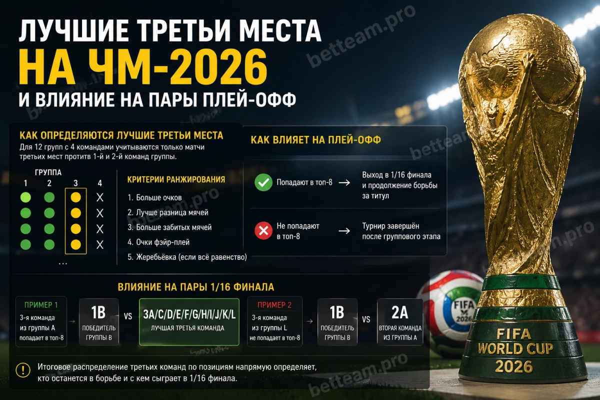 Лучшие третьи места на ЧМ-2026 и влияние на пары плей-офф