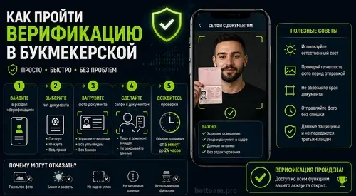 как пройти верификацию букмекер фото паспорт селфи
