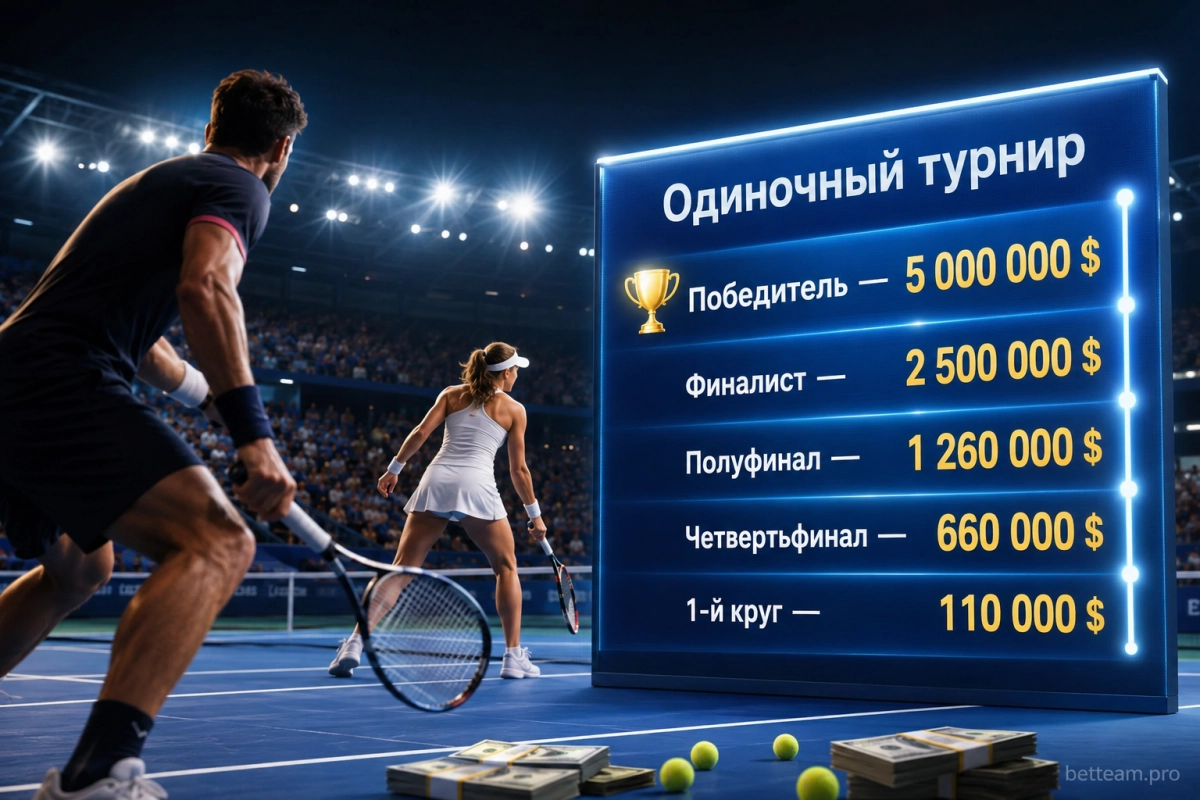 Выплаты участникам одиночного турнира US Open