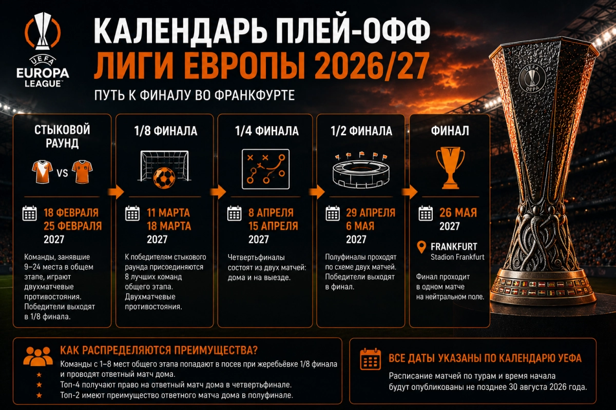 Календарь плей-офф Лиги Европы 2026/27