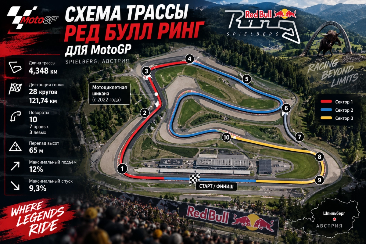 Схема трассы Ред Булл Ринг для MotoGP