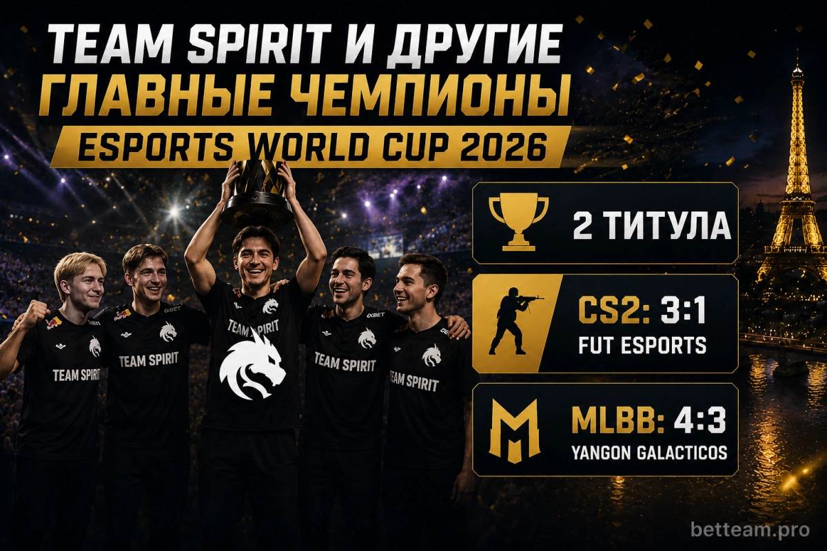 Team Spirit и другие главные чемпионы Esports World Cup 2026