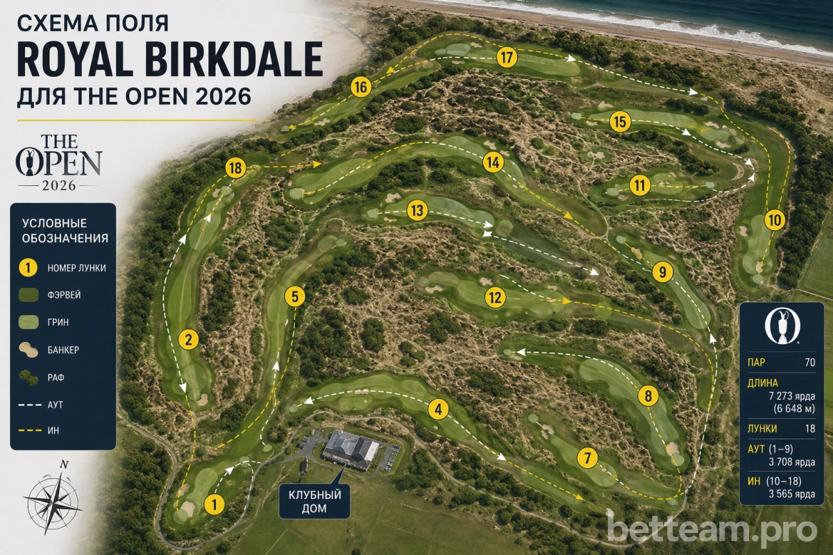 Схема поля Royal Birkdale для The Open 2026