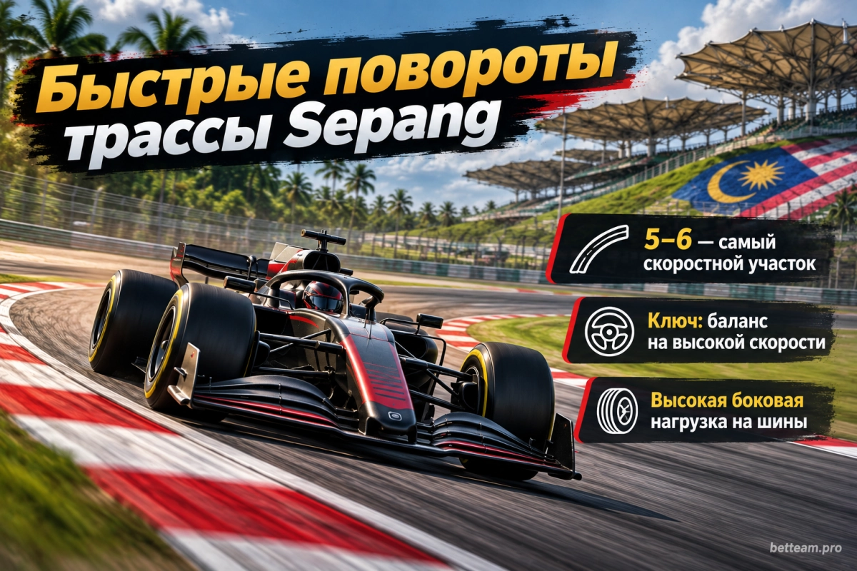 Быстрые повороты трассы Sepang