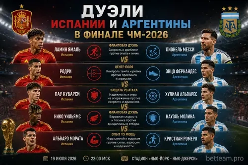 Ключевые дуэли Испании и Аргентины в финале ЧМ-2026