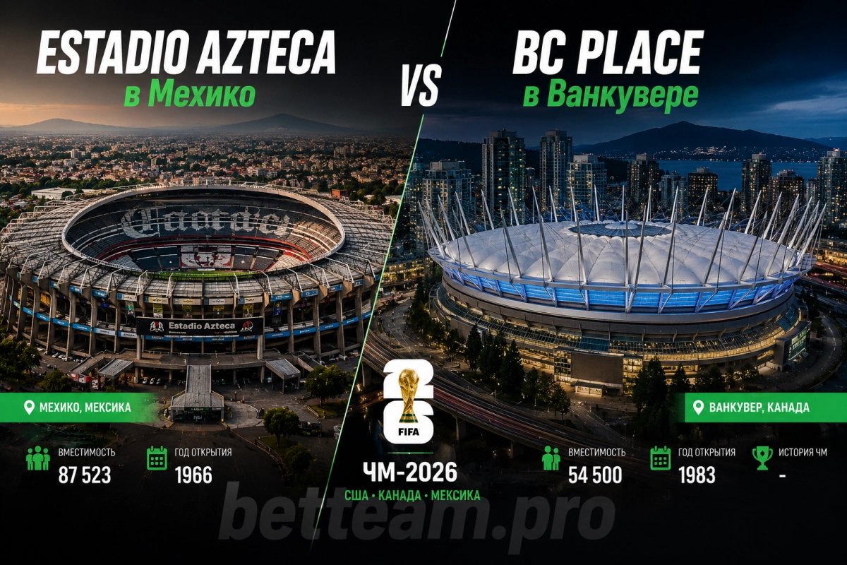 Estadio Azteca в Мехико и BC Place в Ванкувере