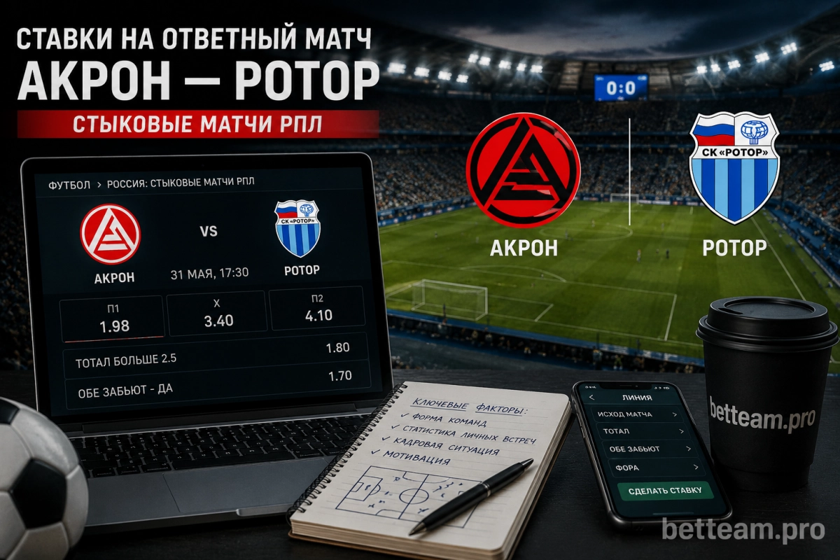 Ставки на ответный матч Акрон &mdash; Ротор
