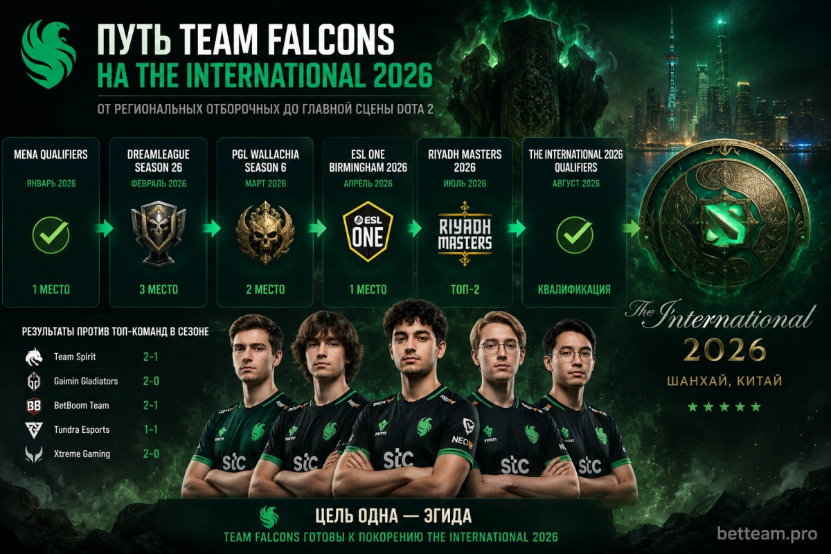 Путь Team Falcons на The International 2026