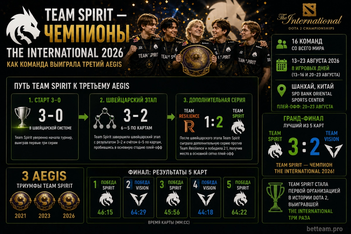Путь Team Spirit к третьему Aegis на The International 2026