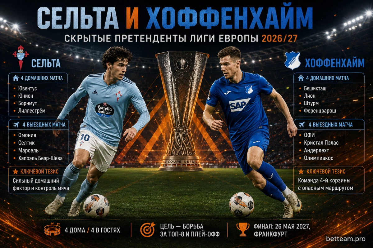 Сельта и Хоффенхайм среди скрытых претендентов Лиги Европы 2026/27