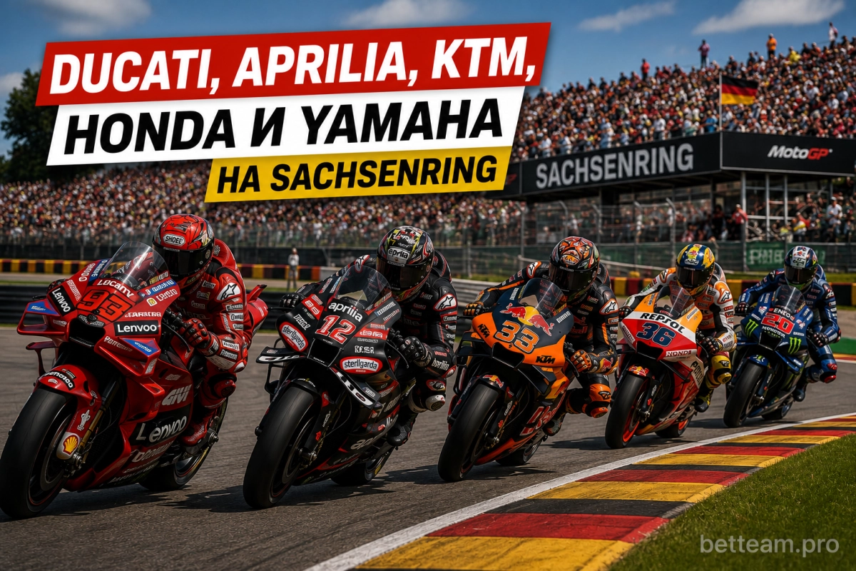 Ducati, Aprilia, KTM, Honda и Yamaha на Sachsenring