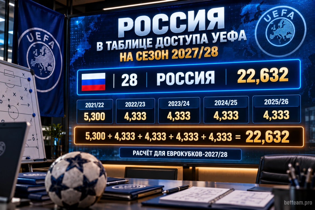 Россия в таблице доступа УЕФА на сезон 2027/28