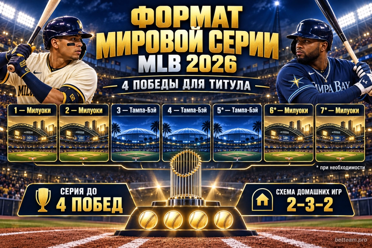 Формат Мировой серии MLB 2026: четыре победы и схема домашних матчей 2&ndash;3&ndash;2