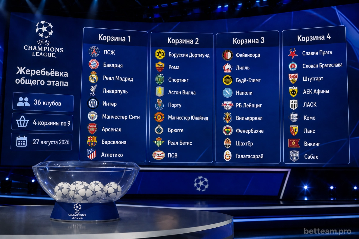 Корзины жеребьёвки Лиги чемпионов 2026/27