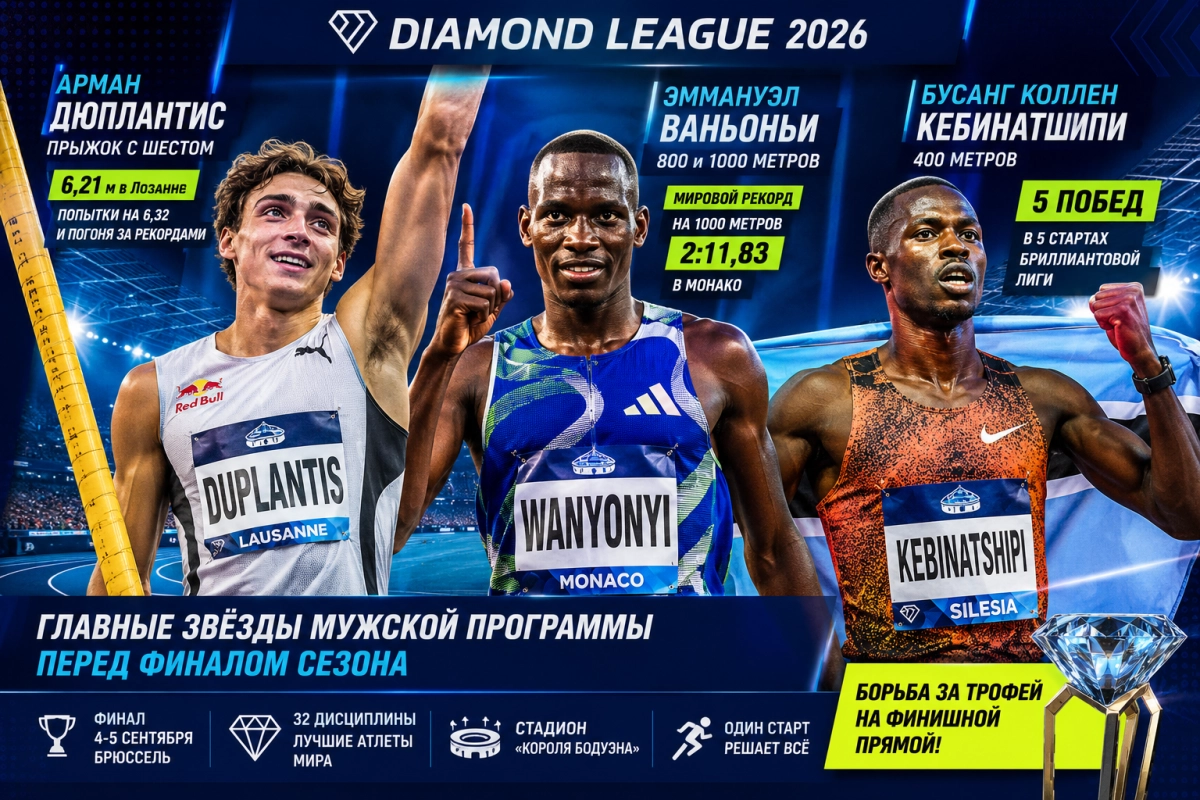 Арман Дюплантис, Эммануэл Ваньоньи и звёзды мужской Diamond League 2026