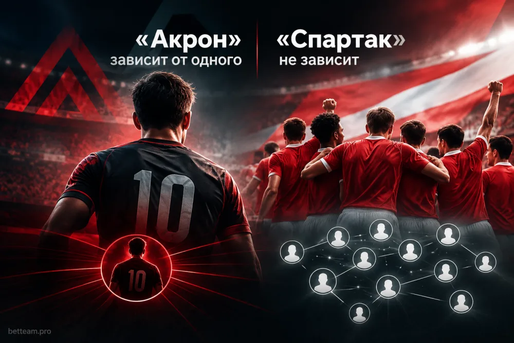 «Акрон» сильнее всех зависит от одного игрока, а «Спартак» — нет