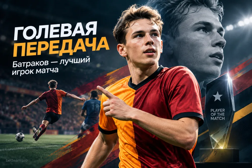 Алексей Батраков отдал голевую передачу и стал лучшим игроком матча «Галатасарай» — «Касымпаша»