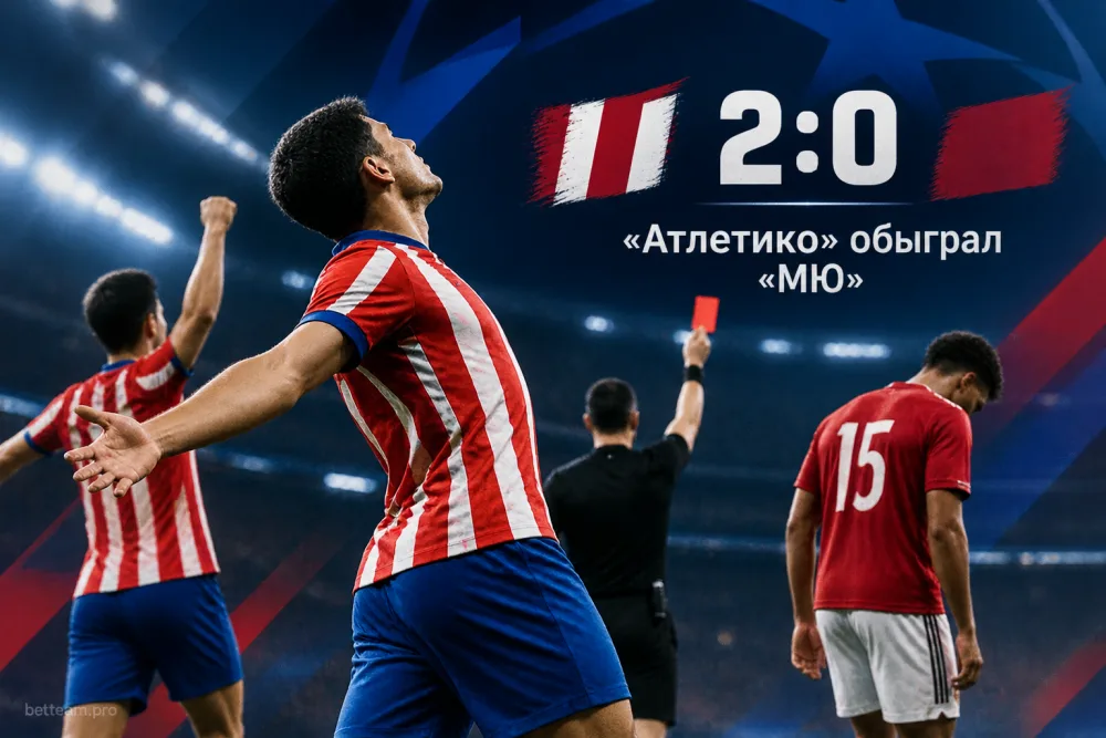 «Атлетико» обыграл «МЮ» со счётом 2:0 в матче Лиги чемпионов