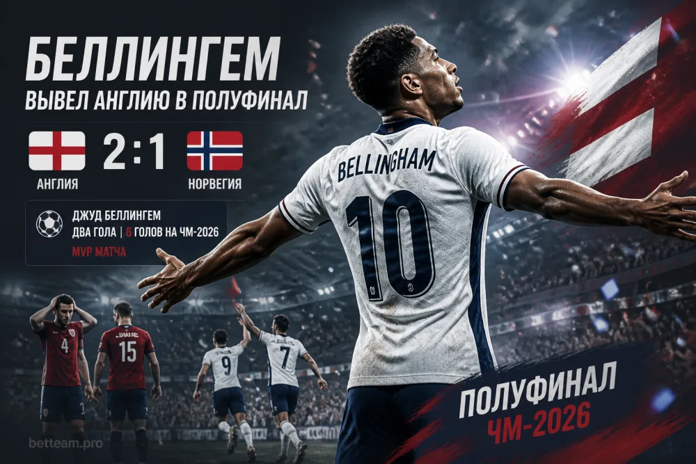 Беллингем оформил дубль и вывел Англию в полуфинал ЧМ-2026
